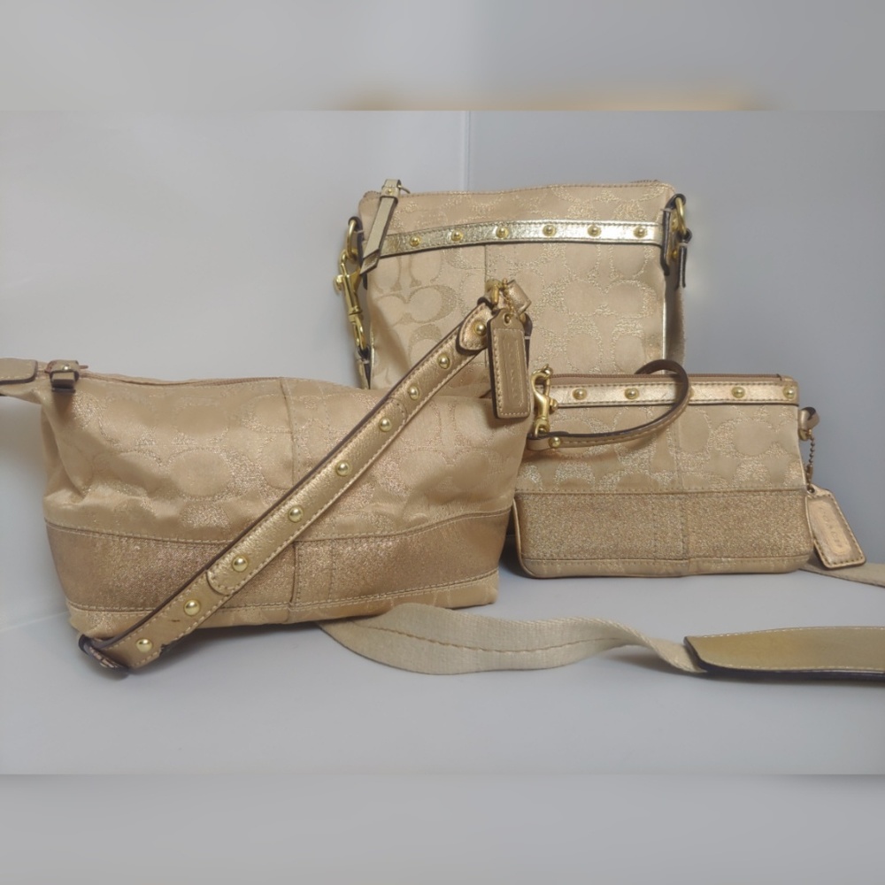 RARE Coach "C" Lurex crossbody/baguette/wristlet